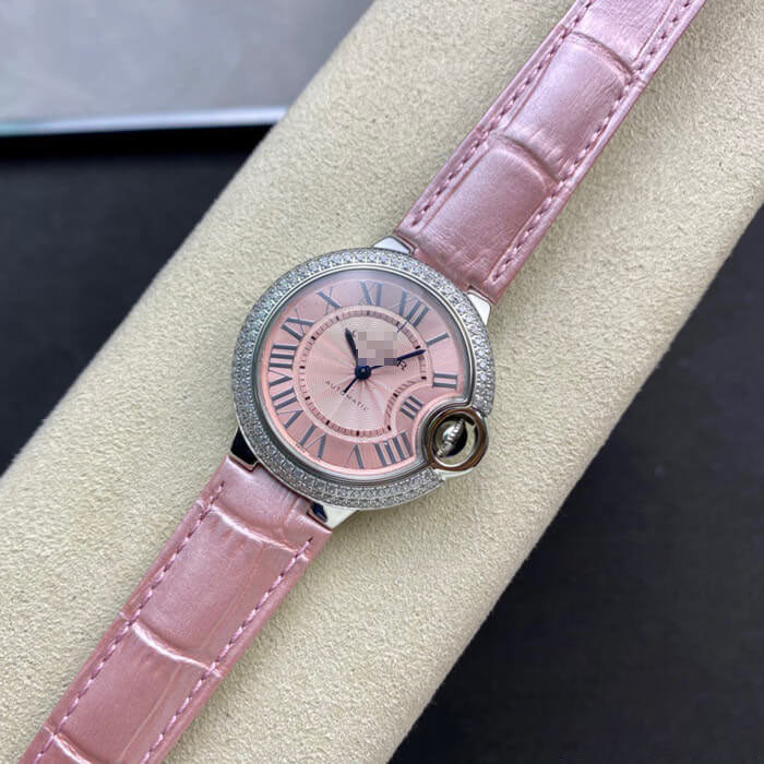 BALLON BLEU DE  33MM V6 FACTORY PINK LEATHER STRAP